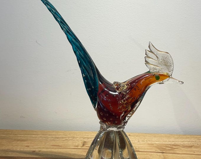 Murano hand-made stained glass sculpture  " BIRD "