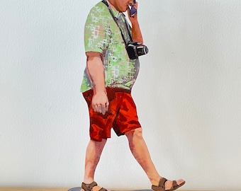 David Gerstein Large Pop art hand-made metal sculpture Walker "Walky Talky  "