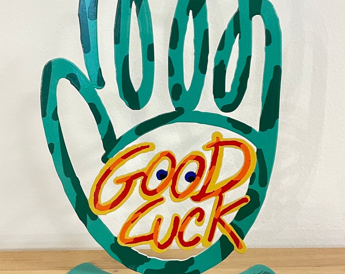 David Gerstein Pop art hand made metal sculpture Hamsa  " good luck "