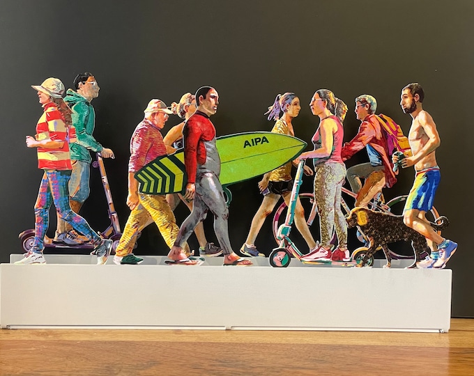 David Gerstein Pop art hand-made metal  sculpture  "Urban Walk"