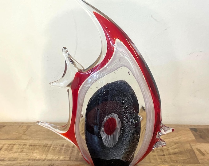 Murano handmade stained glass sculpture  " Fish "