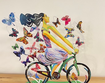 David Gerstein  Pop art hand made metal  sculpture   " Rider in Euphoria "