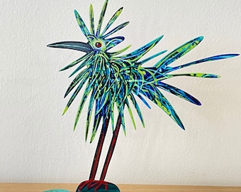 David Gerstein Pop art hand made metal sculpture  Birds --- "Crazy Bird"