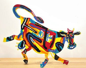 David Gerstein Pop art hand-made metal  sculpture  -Cow " Elza "