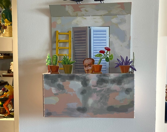 David Gerstein Pop art Metal sculpture  hand made " Flowers on the Balcony"