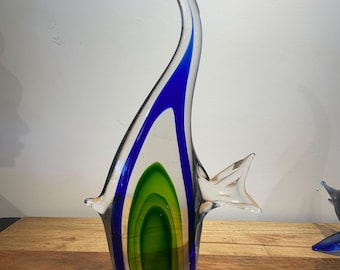 Murano hand-made stained glass sculpture  " Fish "