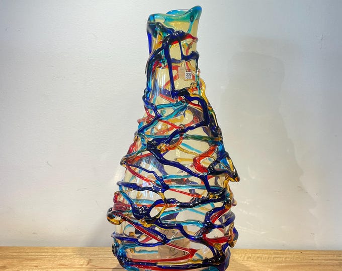 Murano Large stained handmade glass vase by Giuliano Busato