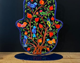 Hamsa Birds aluminum sculpture hand painted by Emanuel