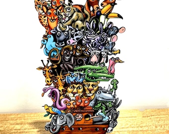David Gerstein hand made Pop art metal sculpture   " Noah's Ark"