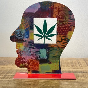 David Gerstein Pop art hand-made metal sculpture by  &quot; Head smoke  &quot;
