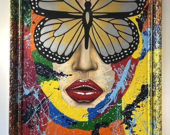 live like a butterfly Painting: Original Oil on Canvas Art (80x72 cm)