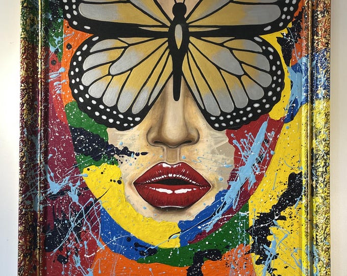 live like a butterfly Painting: Original Oil on Canvas Art (80x72 cm)