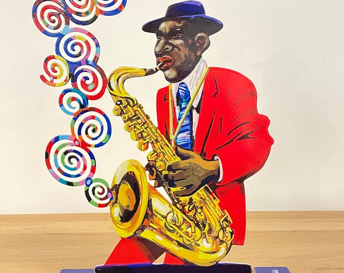 David Gerstein Pop art hand-made metal sculpture  -  Musicians  "Saxophone Player  "