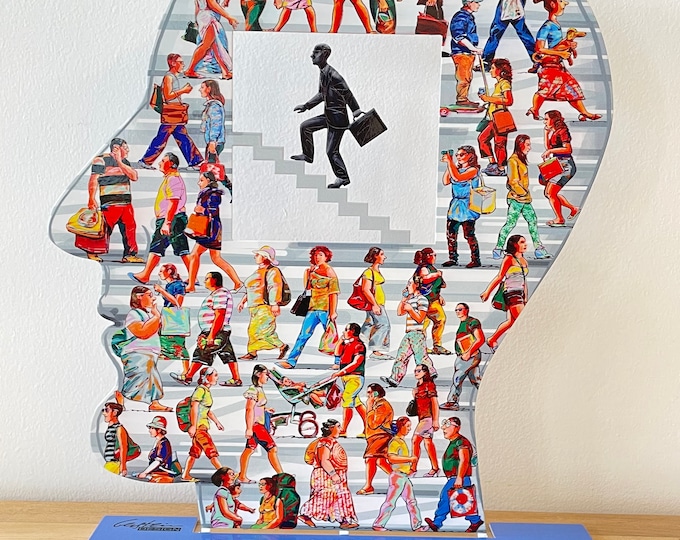 David Gerstein Large Pop art hand-made metal  sculpture --- Heads  " Up & Beyond  "
