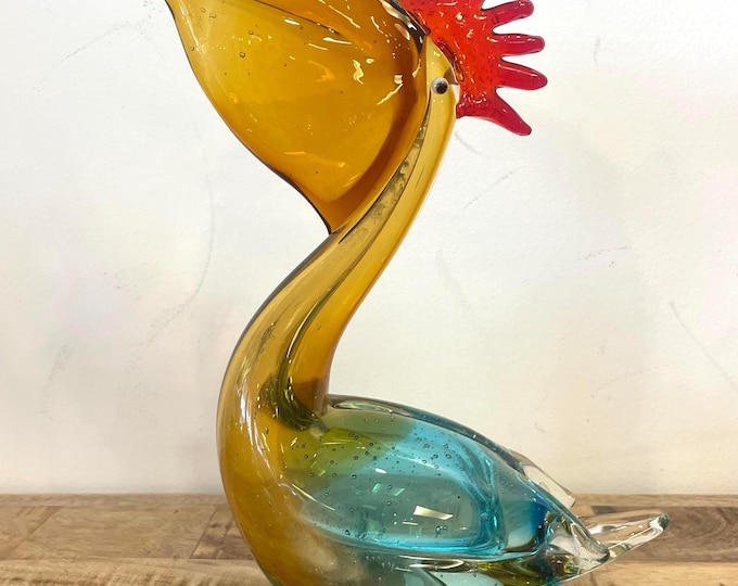 Murano handmade  stained glass sculpture  " Pelican "