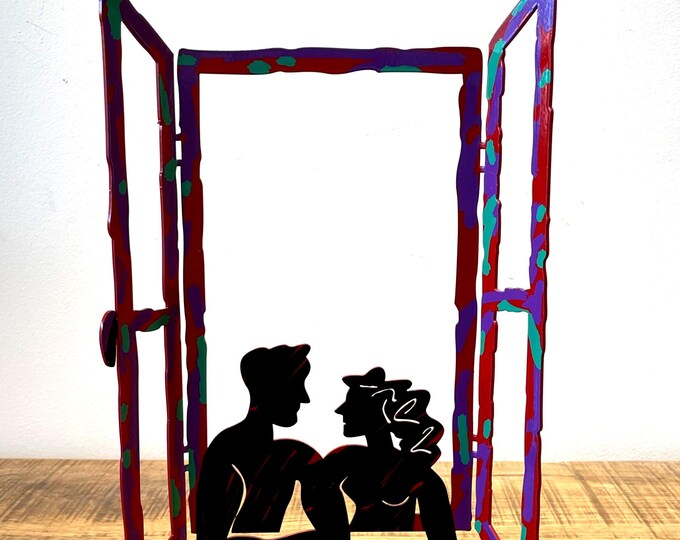 David Gerstein Pop Art Metal Sculpture: Hand in Hand Window