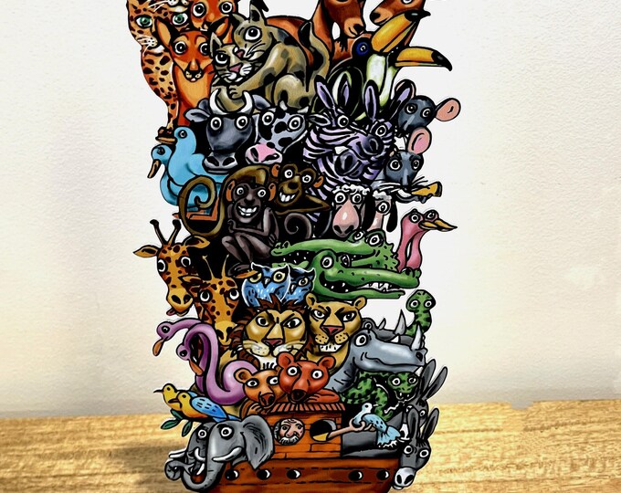 David Gerstein hand made Pop art metal sculpture   " Noah's Ark"