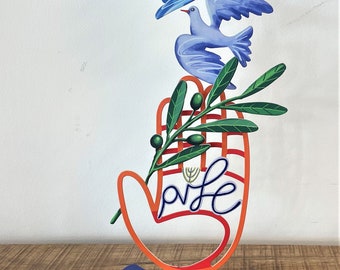 David Gerstein Pop art hand-made metal  sculpture " Peace Hamsa "