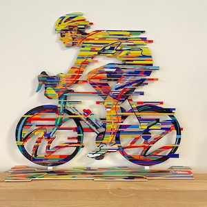 David Gerstein Pop art metal  sculpture Bicycle Riders &quot; Champion  &quot;