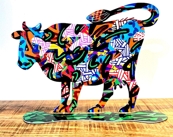 David Gerstein Pop art hand made metal sculpture  ---- Cows " Shalva "