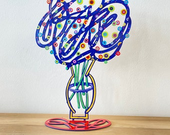 David Gerstein Pop art hand made metal sculpture  Tree " Blue bouquet "