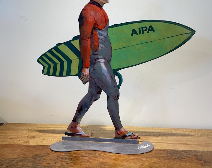 David Gerstein Large Pop art hand-made metal sculpture  ---    " Walking Surfer   "