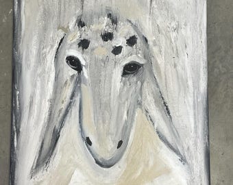 メナシェ・カディシュマンのオリジナル羊の絵画 - キャンバスに油彩