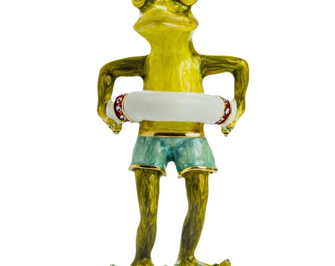 Keren Kopal large Pop art hand-made metal sculpture  --- " Frog lifeguard  "