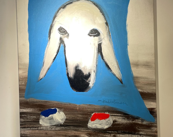 Menashe Kadishman ORIGINAL WORK " sheep " oil on canvas size 32*24 in  60*80 cm  c.1985