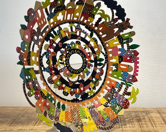 Emanuel hand painted metal sculpture plate " Jerusalem "