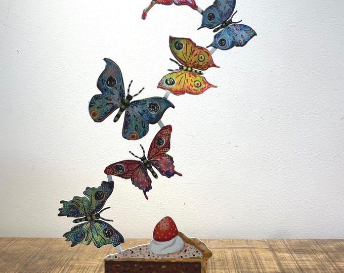 David Gerstein Butterfly Cake Sculpture: Modern Metal Pop Art