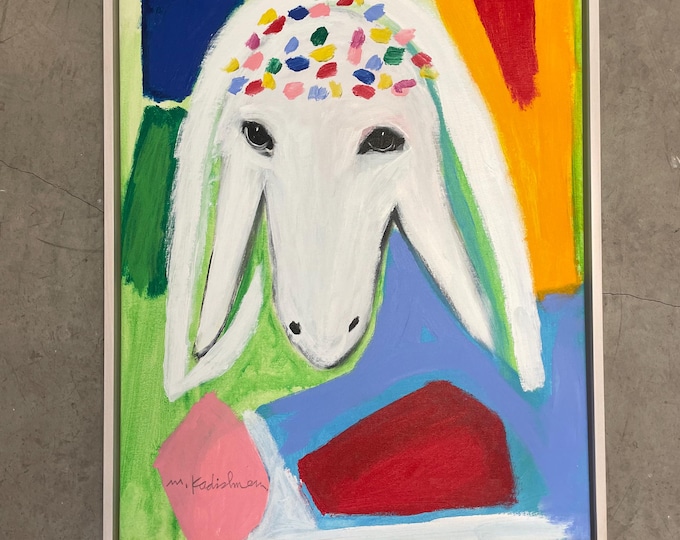 Menashe Kadishman ORIGINAL WORK " sheep " oil on canvas size 32*24 in  60*80 cm  c.1980