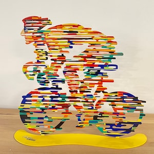 David Gerstein Pop art hand-made metal sculpture  &quot; Bicycle Riders&quot;