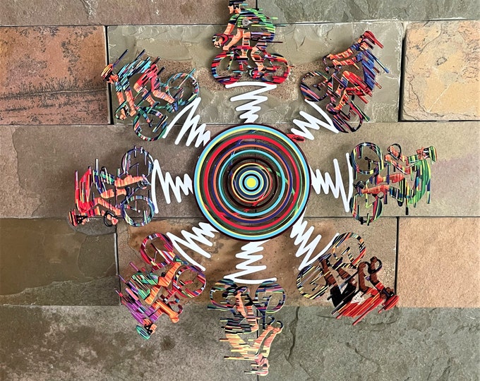 David Gerstein Pop art hand-made metal sculpture Cyclists " Cyclists bowl "