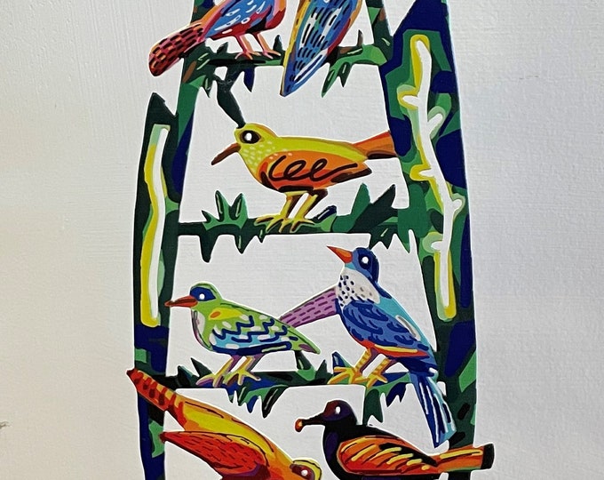 David Gerstein Pop art hand made metal sculpture Birds --- " Cypress "
