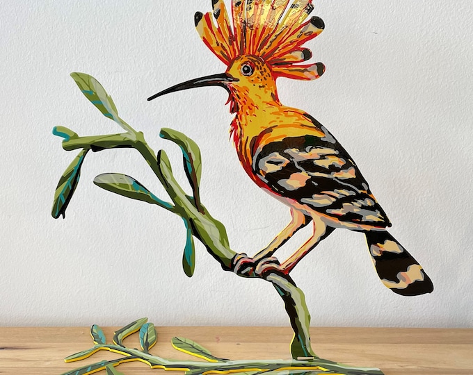 David  Gerstein  Birds Pop art hand-made metal bird sculpture   " Hoopoe Bird "