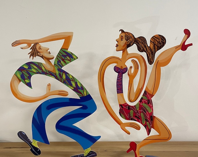 David Gerstein Pop art hand-made metal  sculpture by " Dancers  Swingers "