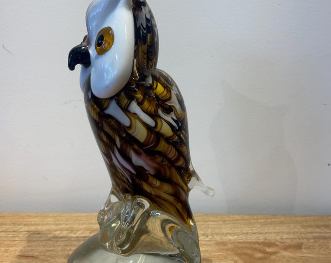 Murano hand-made stained glass sculpture  " Owl "