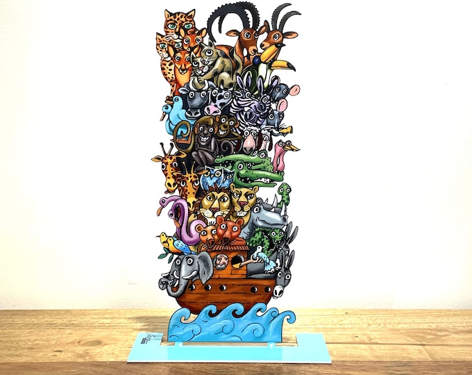 David Gerstein hand made Pop art metal sculpture   " Noah's Ark"