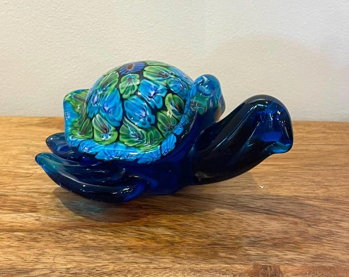 Murano hand-made stained glass sculpture  " Turtle"
