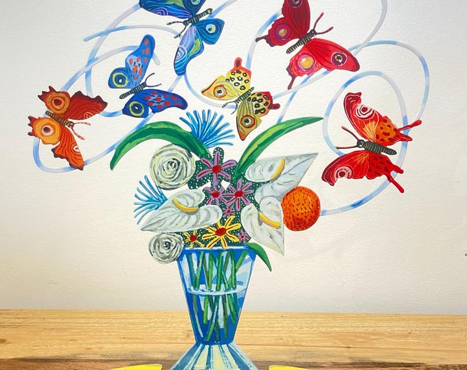 David Gerstein Pop art hand-made metal sculpture   " Butterflies bouquet "