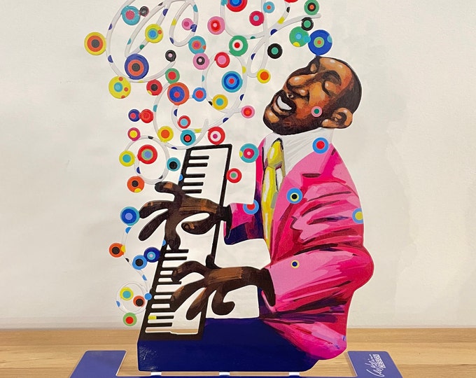 David Gerstein Pop art metal sculpture  Musicians  "Pianist jazz  "