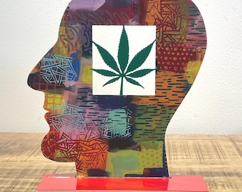 David Gerstein Pop art hand-made metal sculpture by  " Head smoke  "