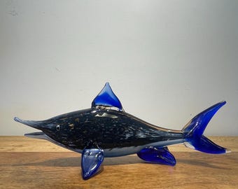Murano hand-made stained glass sculpture  " Shark "