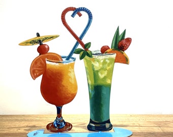 David Gerstein hand made Pop art metal sculpture   " A Pleasant Meeting "