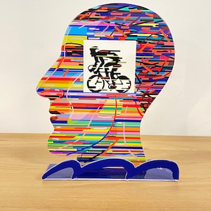 David Gerstein hand-made Pop art metal sculpture Heads &quot; Head Cyclist  &quot;