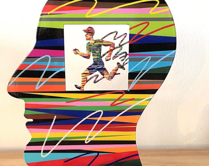 David Gerstein Pop art hand made metal sculpture  Heads---" Runner "