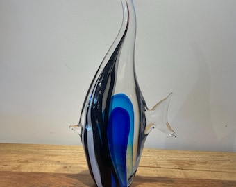 Murano hand-made stained glass sculpture  " Fish "