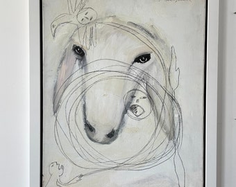 Menashe Kadishman ORIGINAL WORK " sheep"  oil on canvas SIZE 36 * 28 inches  C.1970