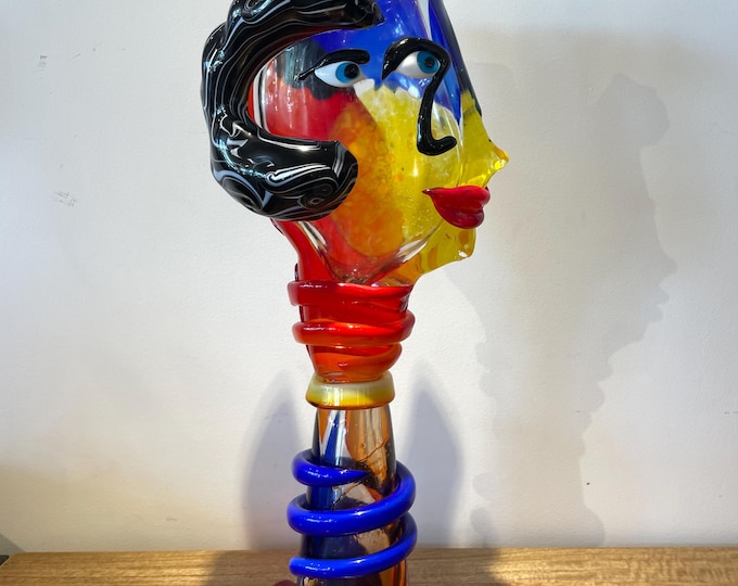 Murano Master Artist hand-made stained glass sculpture  " King "
